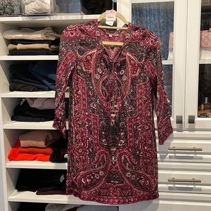 Padouri Split-Neck Shift Dress, 100% Silk 💗